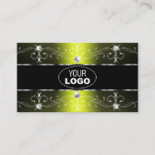 Luxe Black Yellow  Borders Logo Foto Visitekaartje (Voorkant)