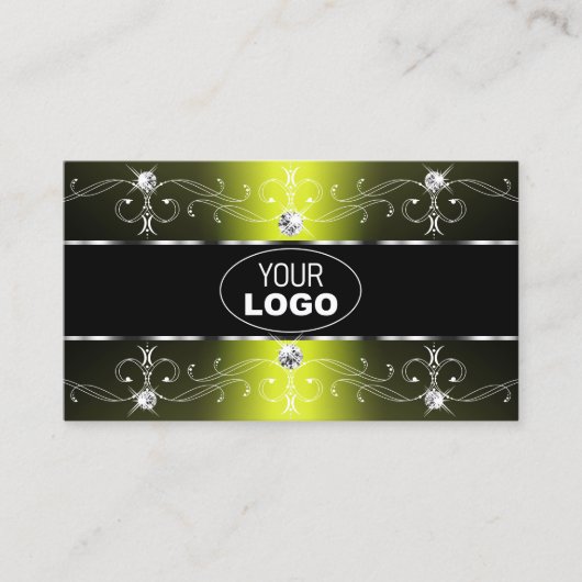 Luxe Black Yellow  Borders Logo Foto Visitekaartje (Voorkant)