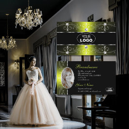Luxe Black Yellow  Borders Logo Foto Visitekaartje