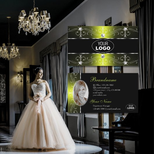 Luxe Black Yellow  Borders Logo Foto Visitekaartje