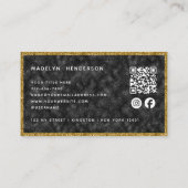 Luxe Black Zircon Gold QR Code Sociale Media Visitekaartje (Achterkant)