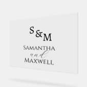 Luxe BlackWedding Monogram Acryl Bord (Hoek)