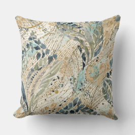 Luxe Bladerenpatroon met Goud, Salie, Beige Kleur Kussen