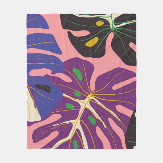 Luxe bladkunst deco behang. achtergrond natuur. fleece deken (Voorkant)