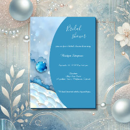 Luxe Blauw Aquarel Abstract Parelmoer Kaart