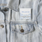 Luxe Blauw Bloemen Swirls Lint Button (In situ)