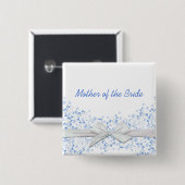 Luxe Blauw Bloemen Swirls Lint Button (Voorkant /achterkant)