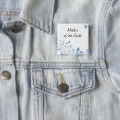 Luxe Blauw Bloemen Witte Stijl Button (In situ)