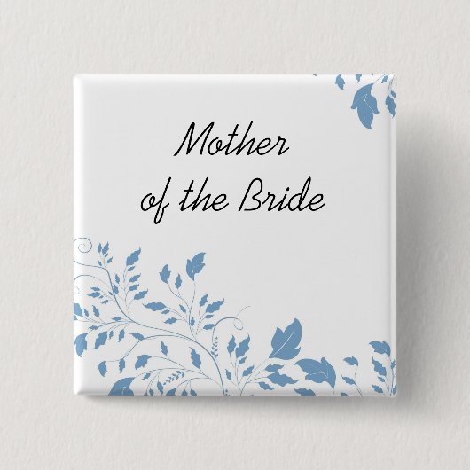 Luxe Blauw Bloemen Witte Stijl Button (Voorkant)
