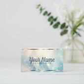 Luxe Blauw Driehoekje Patroon Glitter Glanzende St Visitekaartje (Staand voorkant)