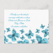 Luxe Blauw Elegant Butterfly Save Date Card Aankondigingskaart (Achterkant)