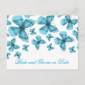 Luxe Blauw Elegant Butterfly Save Date Card Aankondigingskaart (Voorkant)