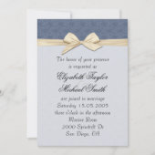 Luxe Blauw Elegant Damast Lint Bruiloft Uitnodigen Kaart (Voorkant)