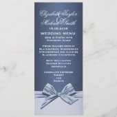 Luxe Blauw Elegant Lint Bruiloft Menu (Voorkant)