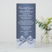 Luxe Blauw Elegant Lint Bruiloft Menu (Staand voorkant)