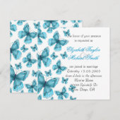 Luxe Blauw Elegant Vlinder Bruiloft Uitnodigen Kaart (Voorkant / Achterkant)