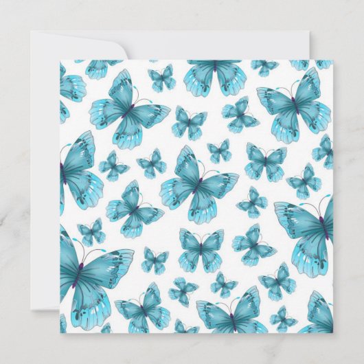 Luxe Blauw Elegant Vlinder Bruiloft Uitnodigen Kaart (Achterkant)