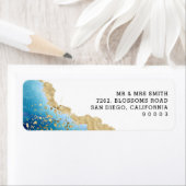 Luxe blauw en Gold Abstract retouradreslabel Etiket (Insitu)