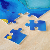 Luxe Blauw en Goud Alcohol Inkt Abstract Legpuzzel (Zijkant)