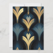 Luxe Blauw en Goud Art Deco Bruiloft Save The Date (Achterkant)