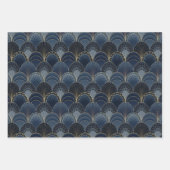 Luxe blauw en goud Art Deco Patroon Inpakpapier Vel (Voorkant 3)