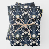 Luxe blauw en goud Art Deco Patroon Inpakpapier Vel (In situ)