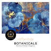 Luxe Blauw en Goud Bloemen Decoupage Tissuepapier