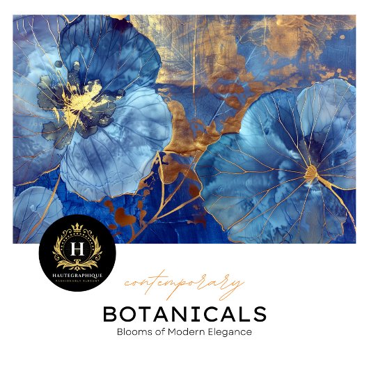 Luxe Blauw en Goud Bloemen Decoupage Tissuepapier