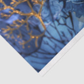 Luxe Blauw en Goud Botanisch Decoupage Tissuepapier (Detail)