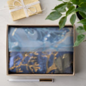 Luxe Blauw en Goud Botanische Decoupage Tissuepapier (Geschenk)