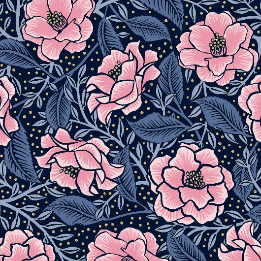 Luxe Blauw en Roze Camellia Yours Echt Bloemen Cadeaupapier