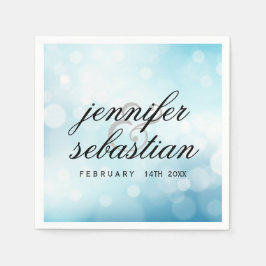 Luxe Blauw glitter bokeh BRUILOFT MONOGRAM Servet