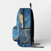 Luxe Blauw & Goud Abstract Leaf Rugzak (Rechts)