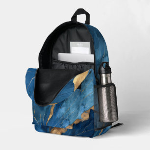 Luxe Blauw & Goud Abstract Leaf Rugzak