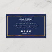 Luxe Blauw Goud Lening Signing Agent Notaris Openb Visitekaartje (Achterkant)