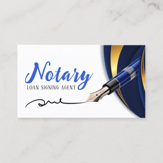 Luxe Blauw Goud Lening Signing Agent Notaris Openb Visitekaartje (Voorkant)