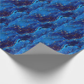 Luxe Blauw Goud Marmeren Textuur Cadeaupapier (Hoek)