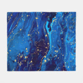 Luxe Blauw Goud Marmeren Textuur Fleece Deken (Voorkant (Horizontaal))