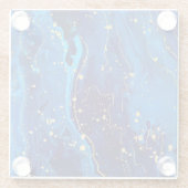 Luxe Blauw Goud Marmeren Textuur Glazen Onderzetter (Achterkant)