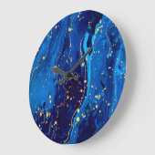 Luxe Blauw Goud Marmeren Textuur Grote Klok (Hoek)