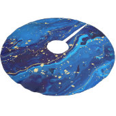 Luxe Blauw Goud Marmeren Textuur Kerstboom Rok (Gekanteld)