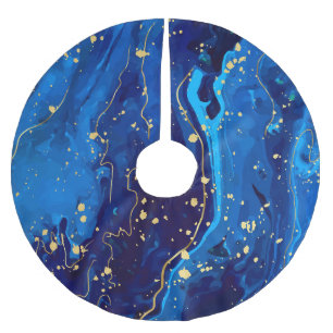 Luxe Blauw Goud Marmeren Textuur Kerstboom Rok