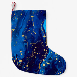 Luxe Blauw Goud Marmeren Textuur Kleine Kerstsok
