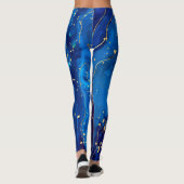 Luxe Blauw Goud Marmeren Textuur Leggings (Achterkant)