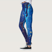Luxe Blauw Goud Marmeren Textuur Leggings (Links)