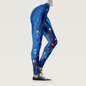 Luxe Blauw Goud Marmeren Textuur Leggings (Rechts)