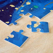 Luxe Blauw Goud Marmeren Textuur Legpuzzel (Zijkant)