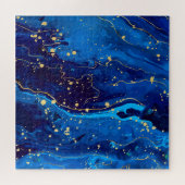 Luxe Blauw Goud Marmeren Textuur Legpuzzel (Horizontaal)