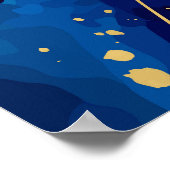 Luxe Blauw Goud Marmeren Textuur Poster (Hoek)