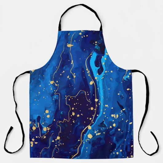 Luxe Blauw Goud Marmeren Textuur Schort (Voorkant)